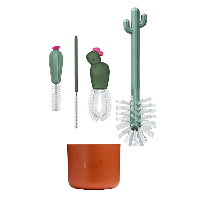 Boon Cacti Bottle Cleaning Brush Set,Terracotta,4 Piece Set,(Pack of 12)