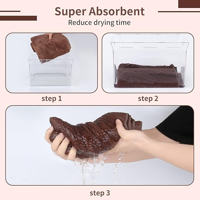 Microfiber Hair Towel Quick Dry Hair Towel Hair Drying Towels Suitable for All Kinds of Hair Ultra Absorbent Long and Thick Hair 24X48inch Dark Brown (1pcs)