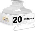 Quality Hangers 20 Pack Non-Velvet Plastic Hangers for Clothes - Heavy Duty Coat Hanger Set - Space-Saving Closet with Chrome Swivel Hook, Functional Non-Flocked Hangers - Cream White