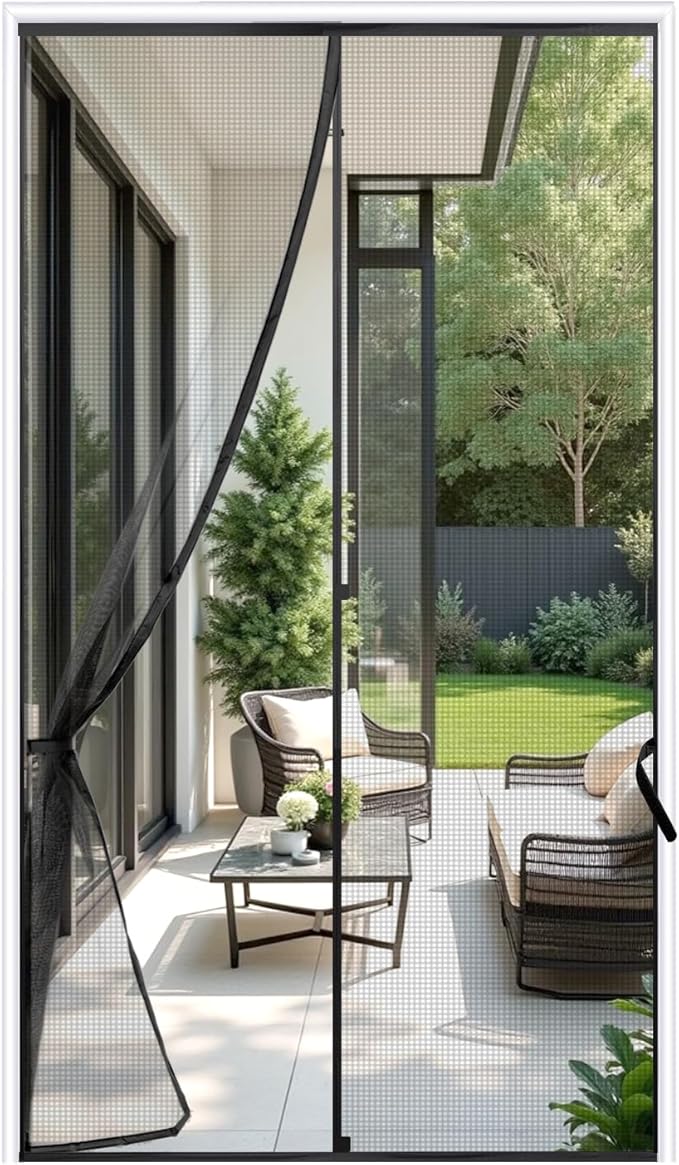 Sunolga 41 x 84 Inch Magnetic Screen Door, Fits Doors Size 39 x 83 Inch, Reinforced Fiberglass Screen Door Mesh with Full Frame Hook & Loop, Door Screen Magnetic Closure for Hands-Free