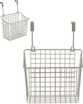 Spectrum Hanging Baskets for Organizing (Large, Satin Nickel) - Grid Over the Cabinet Wire Basket for Kitchen or Bathroom - Door Hanging Storage Organizer for Cleaning Supplies, Washcloths, & Towels