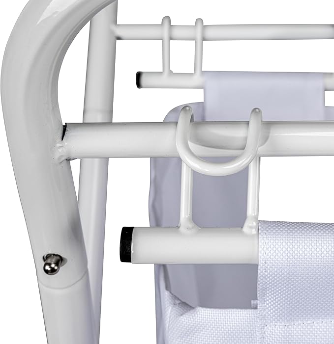 Household Essentials Rolling Laundry Hamper, Heavy Duty Canvas Bag, 2 Load Capacity, Foldable Frame, White Bag with Velcro Fasteners, White
