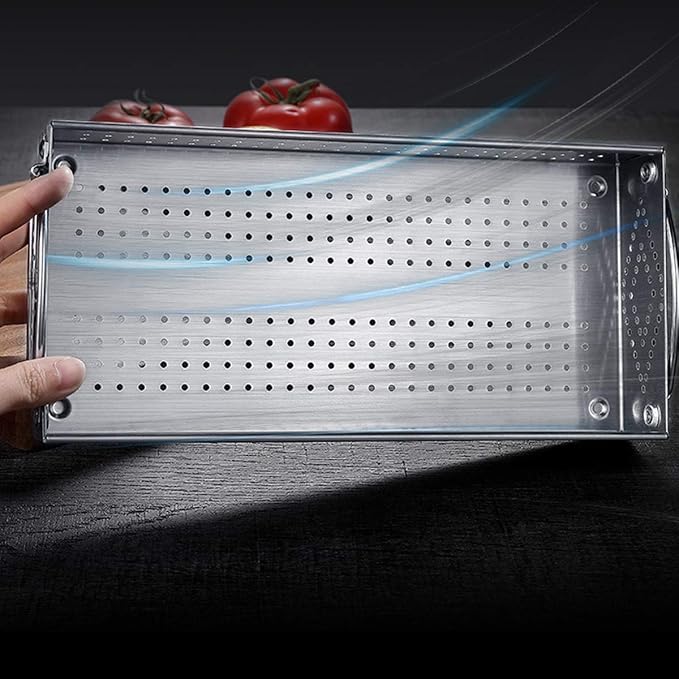 Large Mesh Cutlery Tray- 304 Stainless Steel Kitchen Utensil Drawer Organizer/Silverware Storage Kitchen Utensil Flatware Tray - 12.0x5.5X2.0 Inch