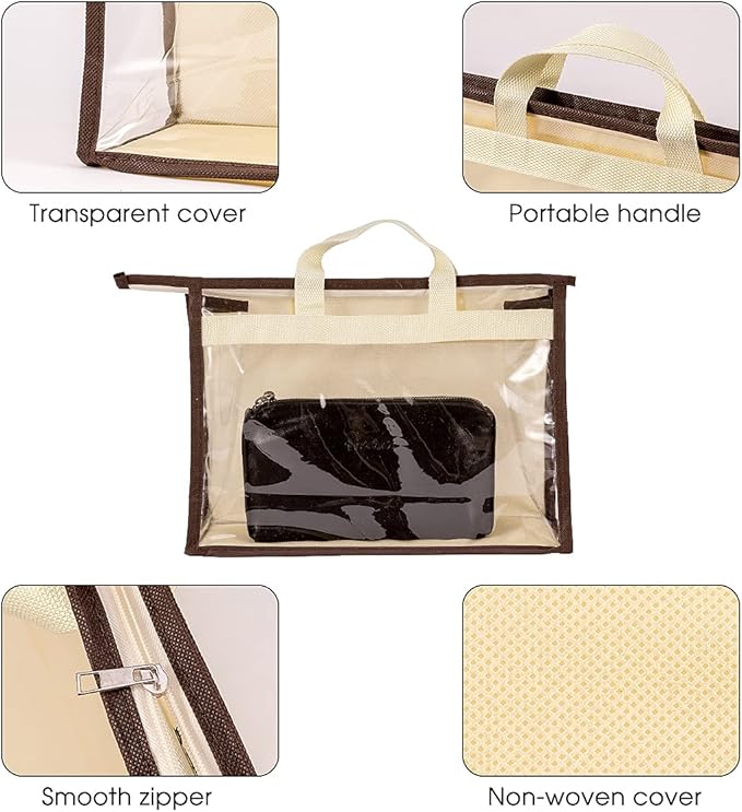 CINPIUK Clear Handbag Storage Bags Purse Organizer for Closet, Zipper Hanging Storage Bag for Handbags, S