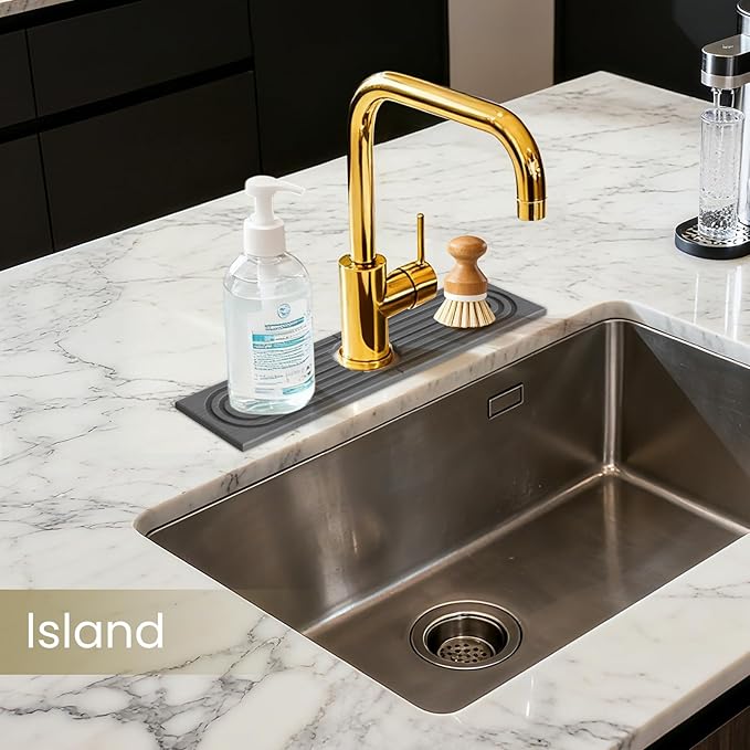 Faucet Mat for Kitchen Sink,Diatomite Fast Drying Stone Sink Tray,Faucet Splash Guard for Bathroom Counter [15.8"x4"],Super Absorbent, Prevents Moisture Buildup
