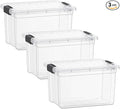 Superio Clear Storage Boxes with Lids, 49 Quart Plastic Container Bins for Organizing, Stackable Crates, BPA Free, Non Toxic, Odor Free, Organizers for Home, Office and Dorm, 3 Pack