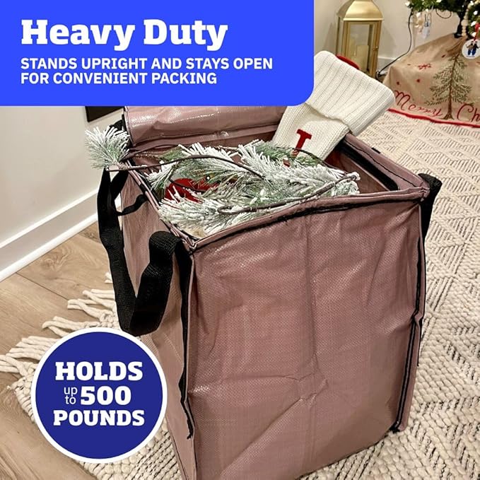 DURASACK Heavy Duty Storage Tote Bag with Zipper Top 22-Gallon Rugged Woven Polypropylene Moving Bag, Reusable Self-Standing Design, Holds up to 500 Pounds, Single, Mauve