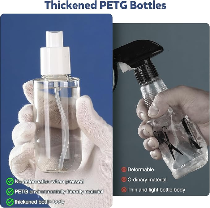 Small Spray Bottle Travel Size 3.4oz/100ml Plastic Mini Bottle Set - Fine Mist Mini Empty Spray Bottles - Refillable Spray Bottles for Cleaning Solutions, Perfume, Liquid Cosmetics