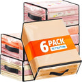 SpaceWhisper 6 Pack Clear Storage Bags, Plastic Blanket Storage Bags with Zipper and Handle, Moving Bags for Comforter, Bedding & Clothes, Closet Organizer and Under Bed Storage (17.7x15.7x7.9 Inch)