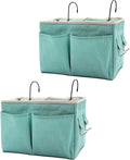 2-Pack Bedside Caddy Bedside Hanging Storage Basket Multi-Function Organizer Caddy for Bunk and Hospital Beds Dorm Rooms Bed Rails, Can be Placed Glasses Books Mobile Phones（2pcs Green）