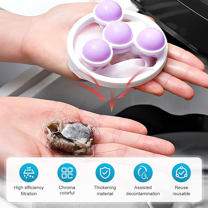 Pet Hair Remover for Laundry, 2026 Upgaded 3pcs Floating Hair Filtering Mesh Removal for Washing Machine, Reusable Dog & Cat Hair Remover Tool for Pet Fur, Hair, Lint, Dander from Laundry (Colorful)