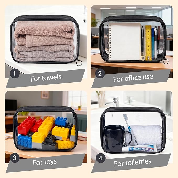 Clear TSA Approved Toiletry Bag - 3 Pack Travel Cosmetic Bag with Makeup Brush Bag Portable Travel Essential Organizer for Women Transparent Waterproof Cosmetic Storage Case Airline Compliant