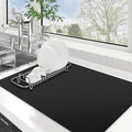 WISELIFE Dish Drying Mat Super Absorbent Drying Mat Large Dish Drying Mats for Kitchen Counter Easy Clean Dish Mat Kitchen Drying Mat16"x 24" Classic Black