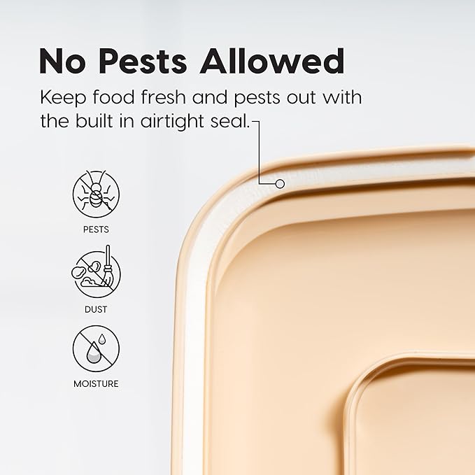 IRIS USA 13 Lbs / 15 Qt WeatherPro Airtight Pet Food Storage Container, for Dog Cat Bird and Other Pet Food Storage Bin, Pet Supplies, Keep Fresh, BPA Free, Clear/Almond