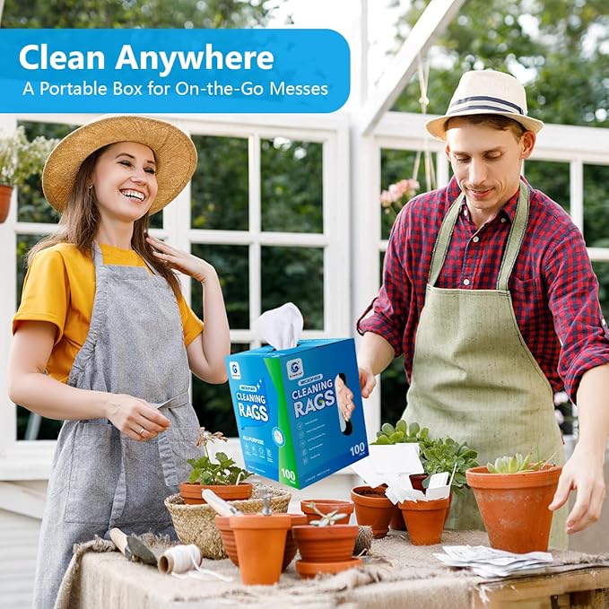 GLIMGLINT White Microfiber Cleaning Cloth, 100 Pack Cleaning Rags, Lint-Free, Ultra Absorbent Reusable Paper Towels for Home, Kitchen, Car, Garage or Shop, Dish Rags, 11" x 9"