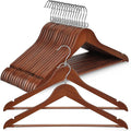 TOPIA HANGER Wooden Hangers 30 Pack, Space Saving Coat Hanger with 360° Swivel Cascading Loop Hook, Non Slip Pants Bar and Shoulder Notches for Camisole, Jacket, Suit (Walnut) -CT74WA30