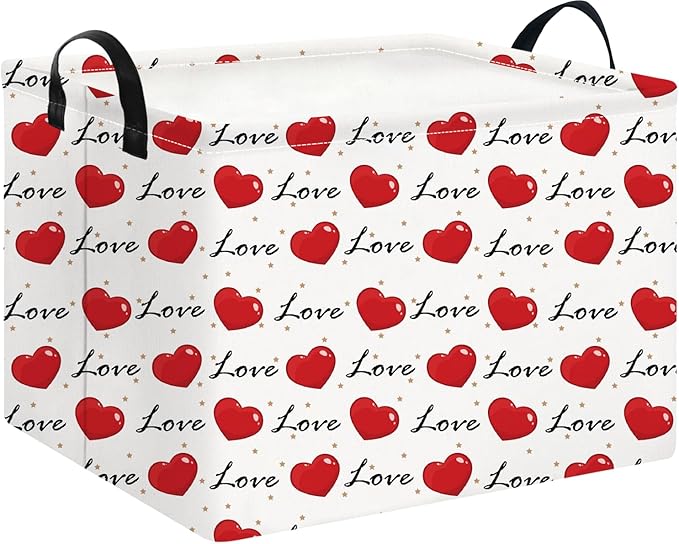 Rectangular Storage Basket Empty,Storage Bin with Handles,Room Decor,Gift Basket,Book Box(Heart)