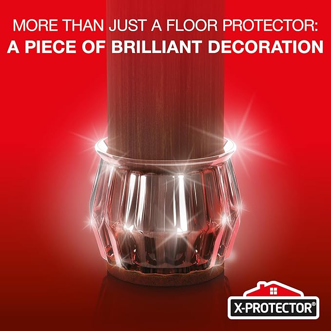 16 PCS Chair Leg Floor Protectors with Felt Pads X-Protector - 1.4" - 1.8" - Furniture Pads for Hardwood Floors - Clear Chair Pads - Floor Protectors for Chairs - Brown Chair Leg Covers!