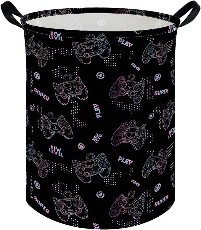 Game hamper,Waterproof foldable Kids laundry basket,Nursery Hamper,Kids Room decor,Toy organizer,Dirty clothes basket(Cute games)