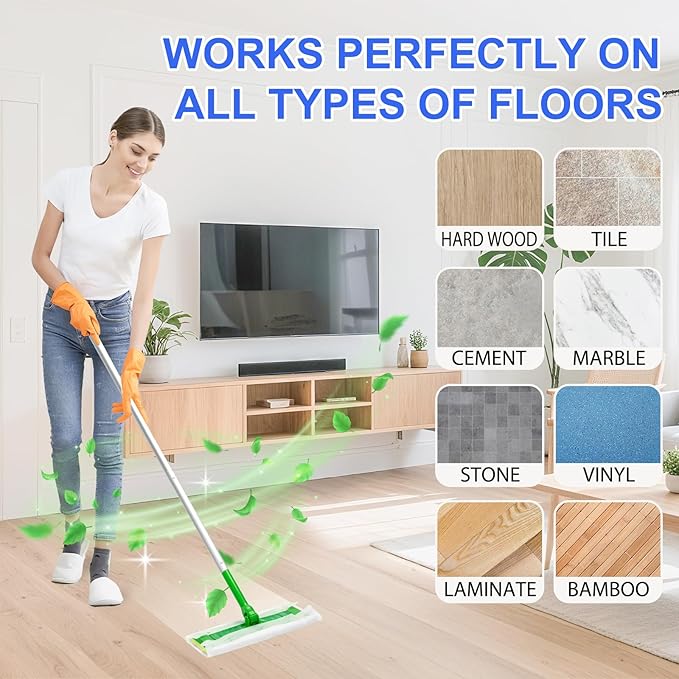 60 Count 2-in-1 Dry + Wet Mopping Cloths Kit for Swiffer Sweeper Mop, Disposable Mop Pads Refill Includes 48 Dry Sweeping Cloths & 12 Wet Pads Refills for Multi-Surface Floor (Mop not Included)