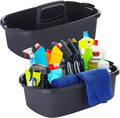 2-Pack Large Gray Cleaning Caddy for Cleaning Supplies with Handle - Portable Plastic Tote Organizer for Shower, Bathroom, Kitchen, Under Sink Storage