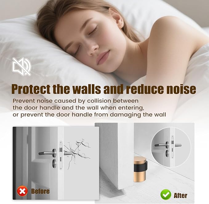 2 Pack Brushed Rose Gold Door Stoppers for Floor Mounting， Door Stopper Heavy Duty，304 Stainless Steel Cylindrical Made with Rubber Bumper，Floor Mount Door Holder Keep Door Open