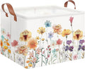Rectangular Storage Basket Empty,Toys Storage Bin with Handles,Baby Room Decor,Gift Basket,Book Box(Flower)