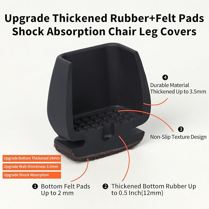 Ezprotekt 24 Pcs Small Silicone Chair Leg Floor Protectors for Hardwood Floors, Felt Furniture Pads Covers, Bar Stool Floor Protectors Caps for Chair Sliders - No Scratches (Fit 0.63"- 0.75", Black)