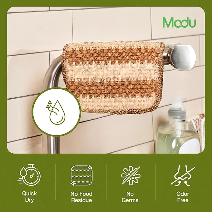 Modu 10 Pcs EcoCorn Dish Sponges Scrubbers – 100% Corn Fiber, Biodegradable Dishwashing Scrub Pads for Multipurpose Household Cleaning, Odor-Free, Plastic-Free Kitchen Mesh Net (Heavy Duty 10 Count)