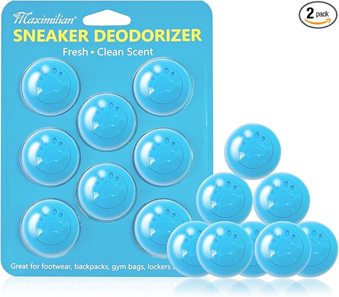 MAXIMILIAN Shoe Deodorizer Balls 8pcs Professional Shoe Fresheners Balls Foot Odor Eliminator Odor-Fighting Freshener for Neutralizing Odor and Refreshing Sneaker Shoes, Wardrobe, Bags, Blue
