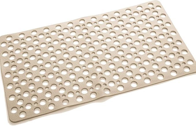 Nonslip Bathtub Mat Extra Soft TPE Bath Mat for Kids, Machine Washable Bathroom Shower Mat, Smooth/Non-Textured Tubs Only, 30L x 17W Inch (Light Brown)