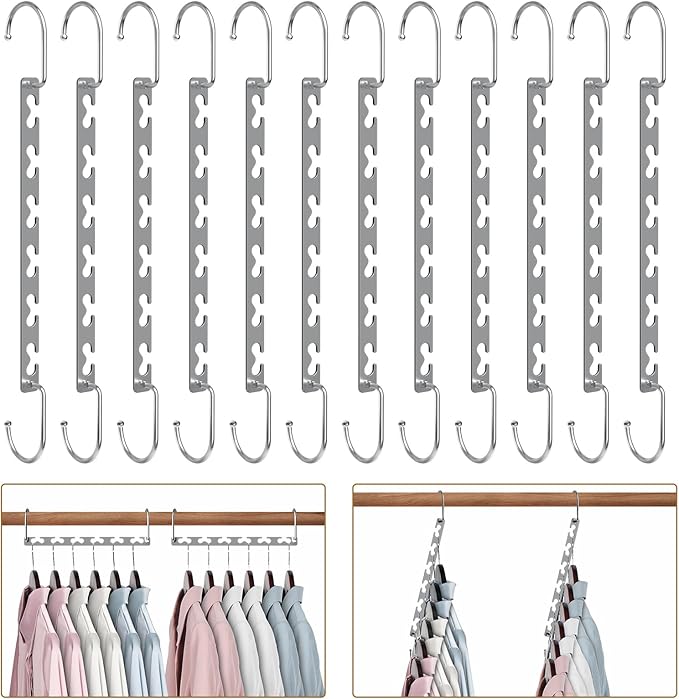 Space Saving Hangers for Clothes 20 Pack, Sturdy Metal Hangers Wardrobe Organizer, Magic Cascading Hanger, Closet Space Saver Closet Organizers and Storage