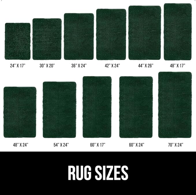 GORILLA GRIP Bath Rug Mat 60x24, Thick Soft Absorbent Chenille, Quick Dry Microfiber Mats, Rubber Backing Washable Shower Floor Rugs, Bathmat Runner, US Designed Bathroom Home Decor Accessories Hunter