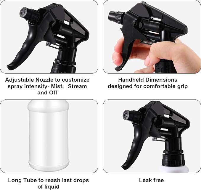 Eccliy 12 Pcs 16 Oz Plastic Spray Bottle, Adjustable Empty Reusable Sprayer for Cleaning, Planting, Water, Bathroom and Kitchen, BBQ, Commercial and Residential(Colorful,Original)