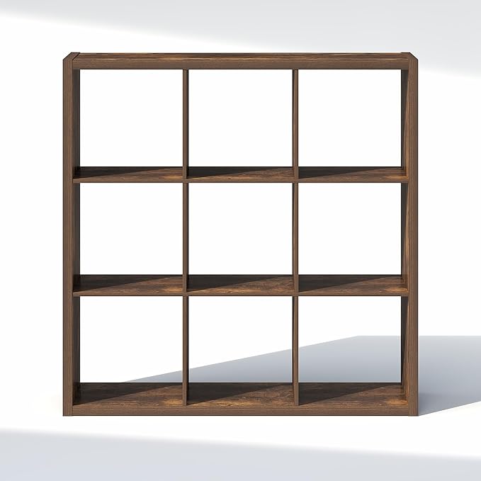Furinno Cubic Closet Organizers and Storage, 9-Cube Closet Organizer, Open Shelf Closet Storage, Extra Thick Frame for Wardrobe, Bedroom, Living Room, Amber Pine