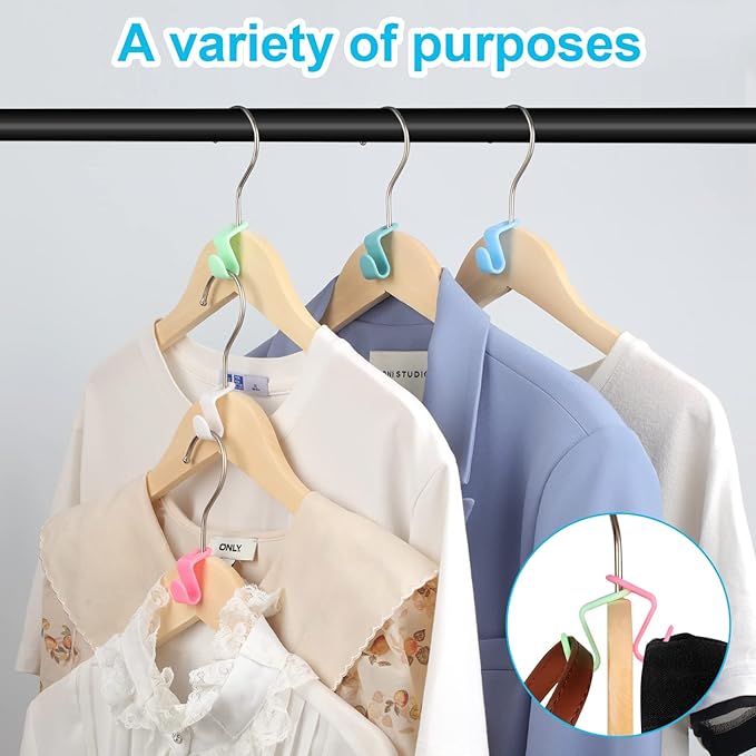 100 PCS Hanger Connector Hooks, Hangers Space Saving, Hanger Clips for Plastic Hangers(5 Color)