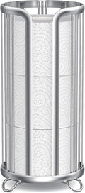 Toilet Paper Holder Stand, Freestanding Bathroom Tissue Organizer, Minimalistic Storage Solution, Reserve Mega Rolls,Stylish Bathroom Floor Toilet Paper Stand Silver