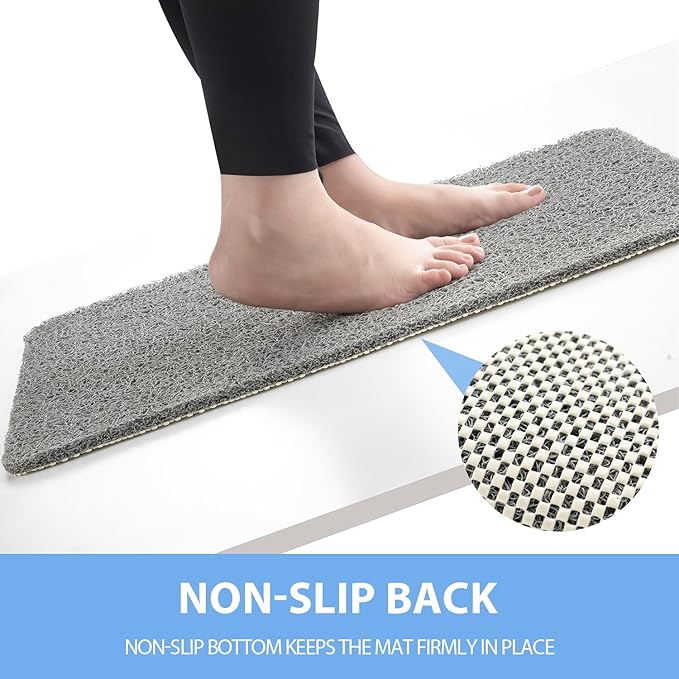 Hargiis Non-Slip Bathtub Mat, Anti Slip Shower Mat, Fast Drying Bathtub Mats, Foot Scrubber Mat, Anti Slip Mat for Tub, Floor, Bathroom, Kitchen, Home, Hotel (Grey 71"×24")