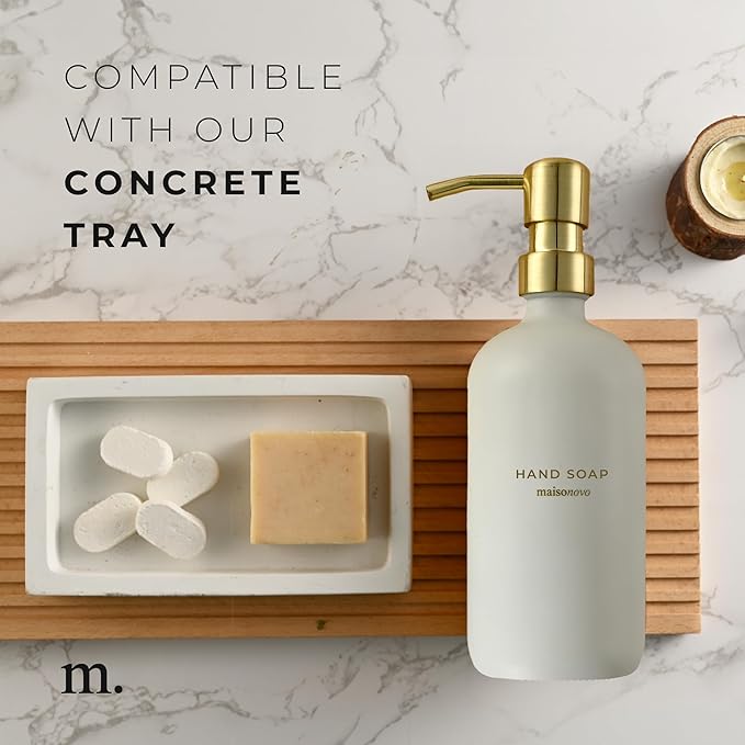 MaisoNovo Soap Dispenser 2-Piece Set | 16.9oz Clear Bottles with Gold Stainless Steel Pump Core