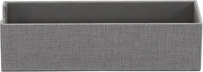 Household Essentials Grey 725-1 Deep Drawer Organizer Box for Storage | 12 in x 4 in x 3.13, Silver