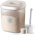 LivLab Rice Container 25 lbs,10.5 Qt/10 L/25 lbs Rice Dispenser Food Storage Bin with Measuring Cup & Brush Food Cereal Container Bins Household for Kitchen Pantry Organization(LG-10KG)