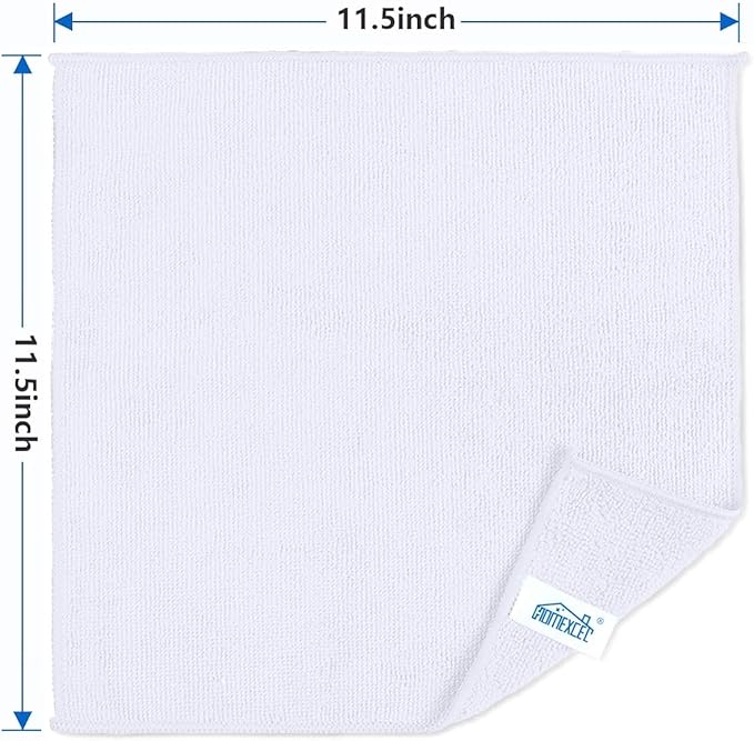 HOMEXCEL White Microfiber Cleaning Cloth, 5 Pack Cleaning Towels for Kitchen, Lint Free, Scratch-Free, Highly Absorbent, and Reusable Cleaning Rags for House, Window and Glass, Cars, 11.5 X11.5 inch
