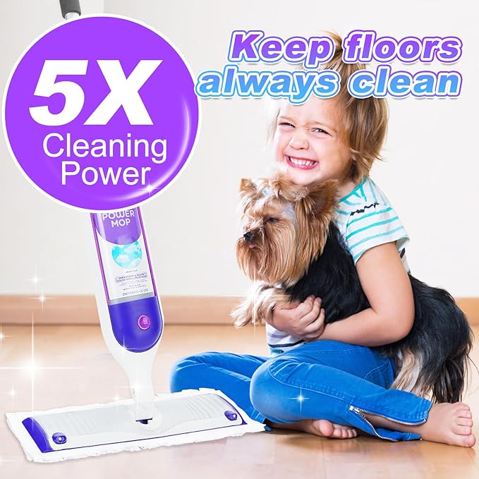 Power Mop Pads Refills Compatible with Swiffer Power Mop Disposable Power Mop Refills Replacement Wood Mopping Pad Refills for Floor Cleaning, 5 Pack