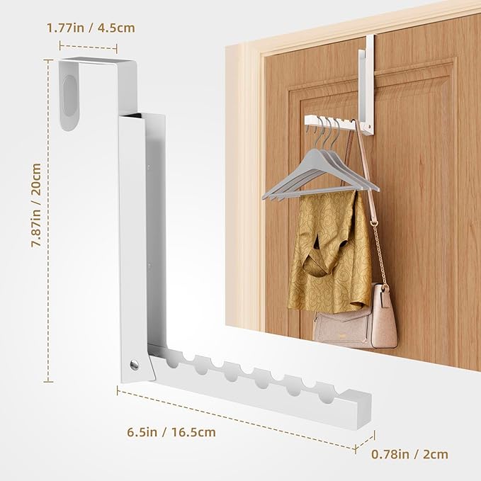 ZMBESUP Over The Door Hanger Folding Clothes Drying Rack, Folding Hanging Coat Rack for Indoor Laundry Room Compact Small Space Foldable Portable Clothing Hanger Hook Collapsible- 2 Pack (White)