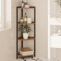 Corner Shelf Stand, Corner Bookshelf, Storage Standing Shelf Unit with Metal Frame, Plant Stand, Bookcase for Living Room, Home Office, Bedroom, 4-Tier Rustic Brown CS05801B