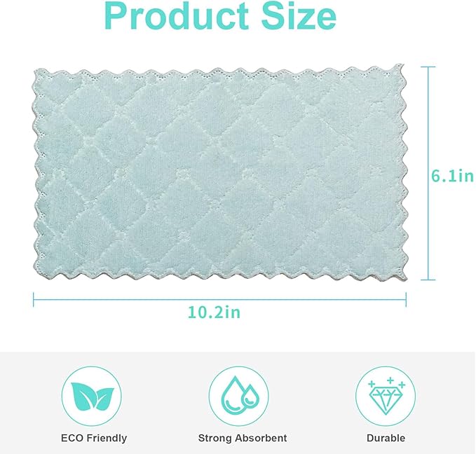 Bessrung 20 Pack Kitchen Dish Cloths, Super Absorbent Microfiber Cleaning Cloth for Cleaning Dishes, Kitchen, Bathroom, Car(Grey & Green)