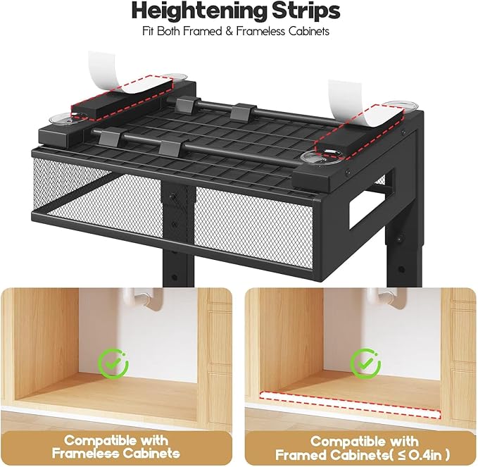 2 Packs 17IN Depth Under Sink Organizer, 2-Tier Pull Out Cabinet Organizer With Smooth Circular Rail, Large Capacity Metal Mesh Sliding Drawers For Bathroom& Kitchen Storage,Height Adjustable –Black
