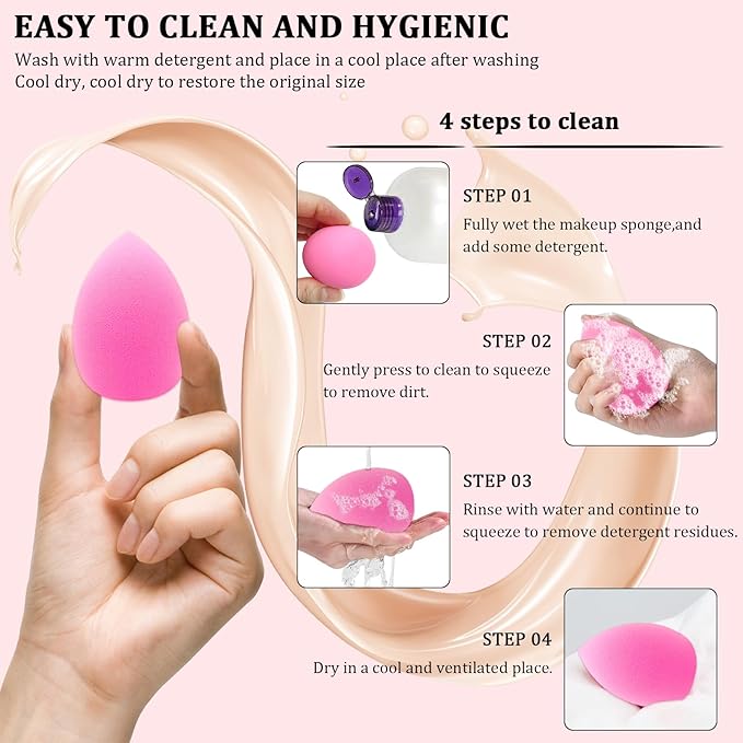 12 Pieces Professional Makeup Sponge Set,Latex Free Flawless Soft Setting Face Puffs,Beauty Sponge Blender Cosmetic Applicator for Powder,Liquid,Facial Makeup Tools
