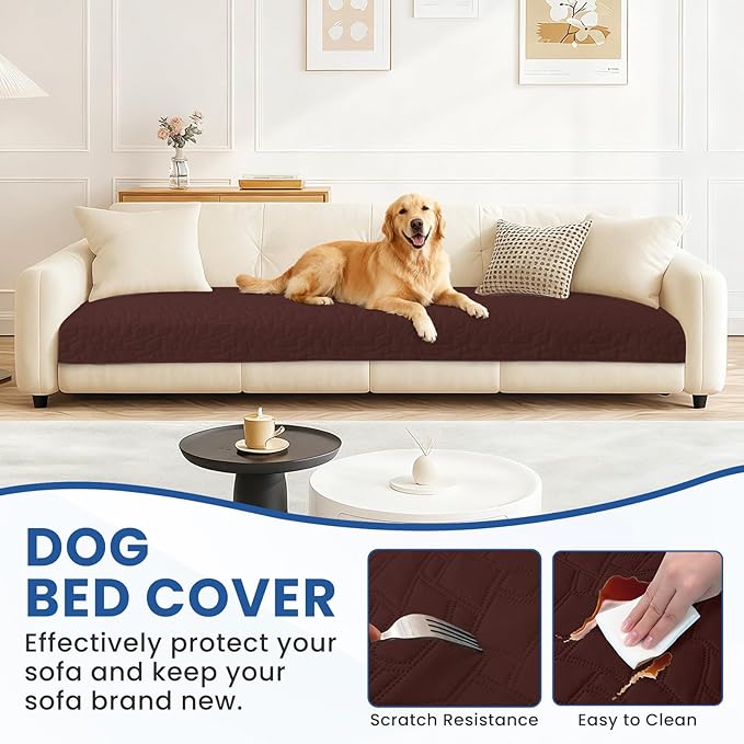 Waterproof Dog Blanket, Non-Slip Soft Pet Bed Cover, Couch Cover for Dogs Washable, Protects Sofa, Furniture, Crate, Car, Tear Resistant Leakproof Pet Blanket (68x82 Inch, Coffee)