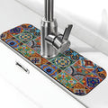 Faucet Draining Mat For Kitchen Sink, Talavera Mexican Tiles Diatom Mud Absorbent Drain Pad For Bathroom Kitchen Sink Splash Guard Drying Mat
